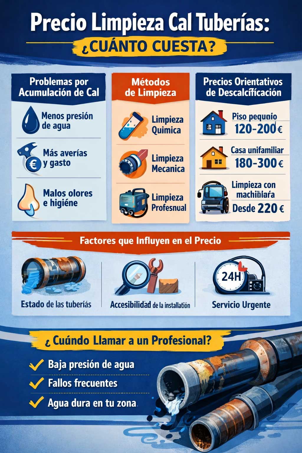 Precio limpieza cal tuberías: cuánto cuesta y qué incluye 2 limpieza cal tuberias