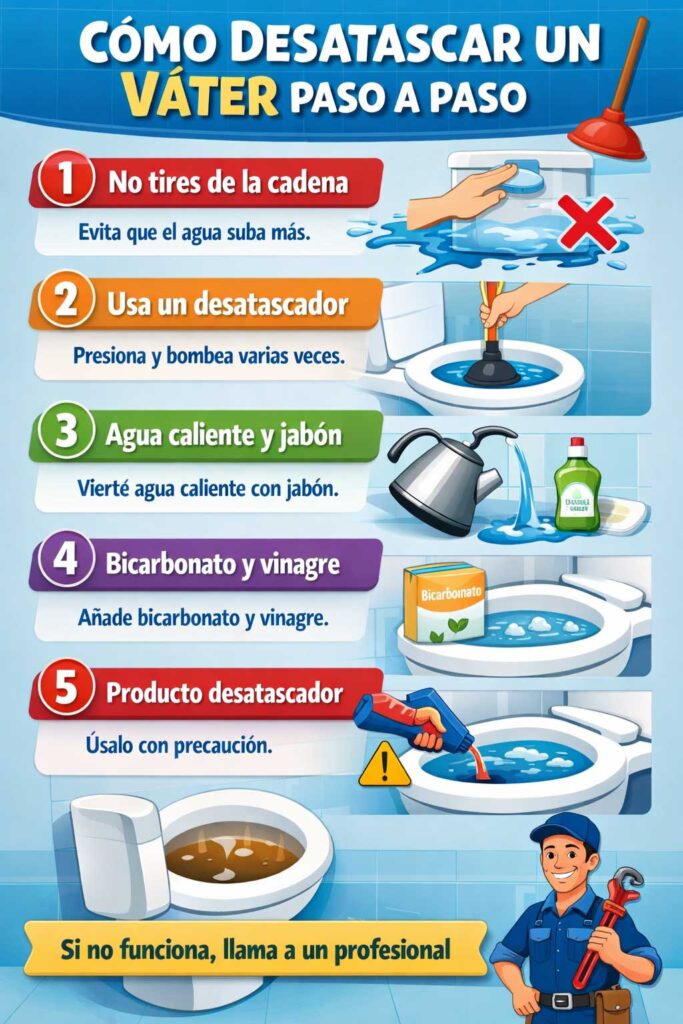 Váter atascado: qué hacer si no baja el agua 2 vater atascado no baja agua