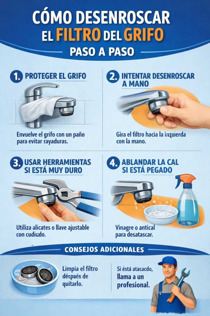 Cómo desenroscar el filtro del grifo sin dañarlo 2 desenroscar el filtro del grifo